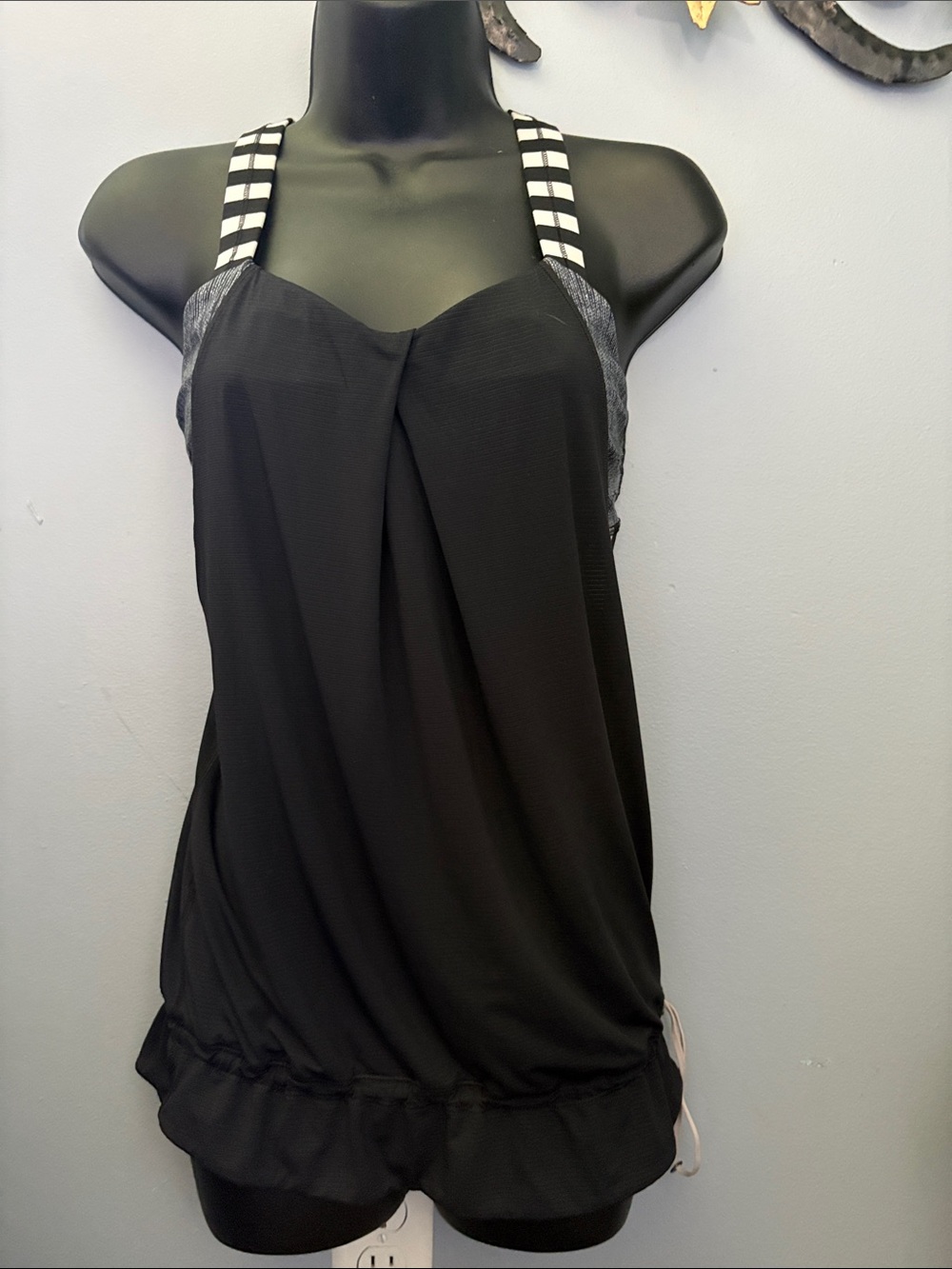 lululemon athletica Black Tank Top with Black-and-White Straps